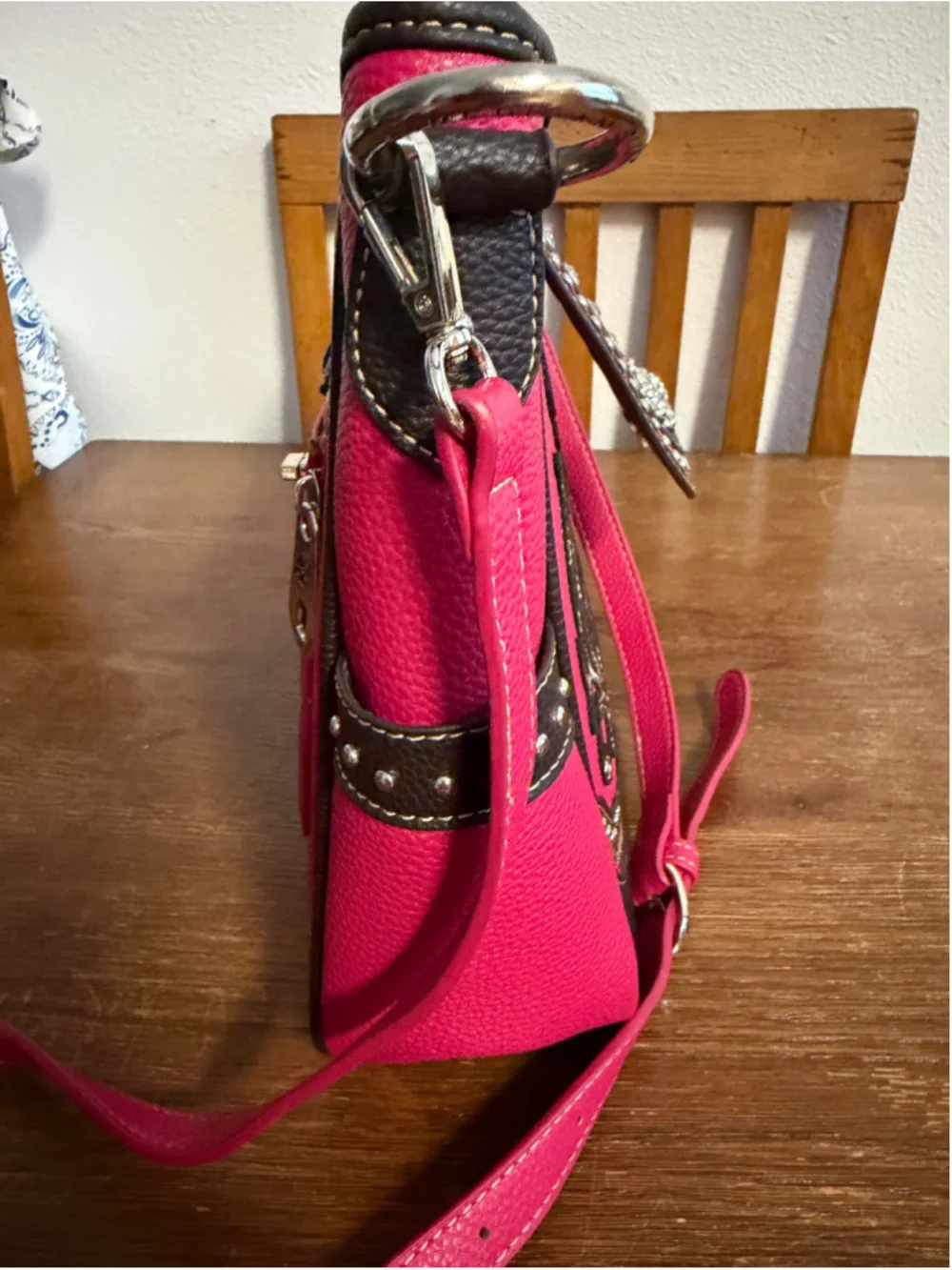 American Bling Pink Western Crossbody Purse & Matching Wallet Set Rhinestone Stu